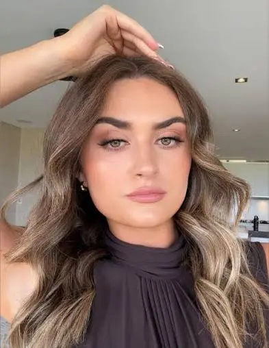 Soft neutral glam makeup with a fresh, luminous skin finish